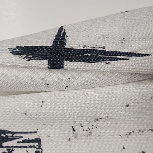 Beautifully Broken White Button-Up Cardigan with Black Accents. Sz L - Picture 3 of 6